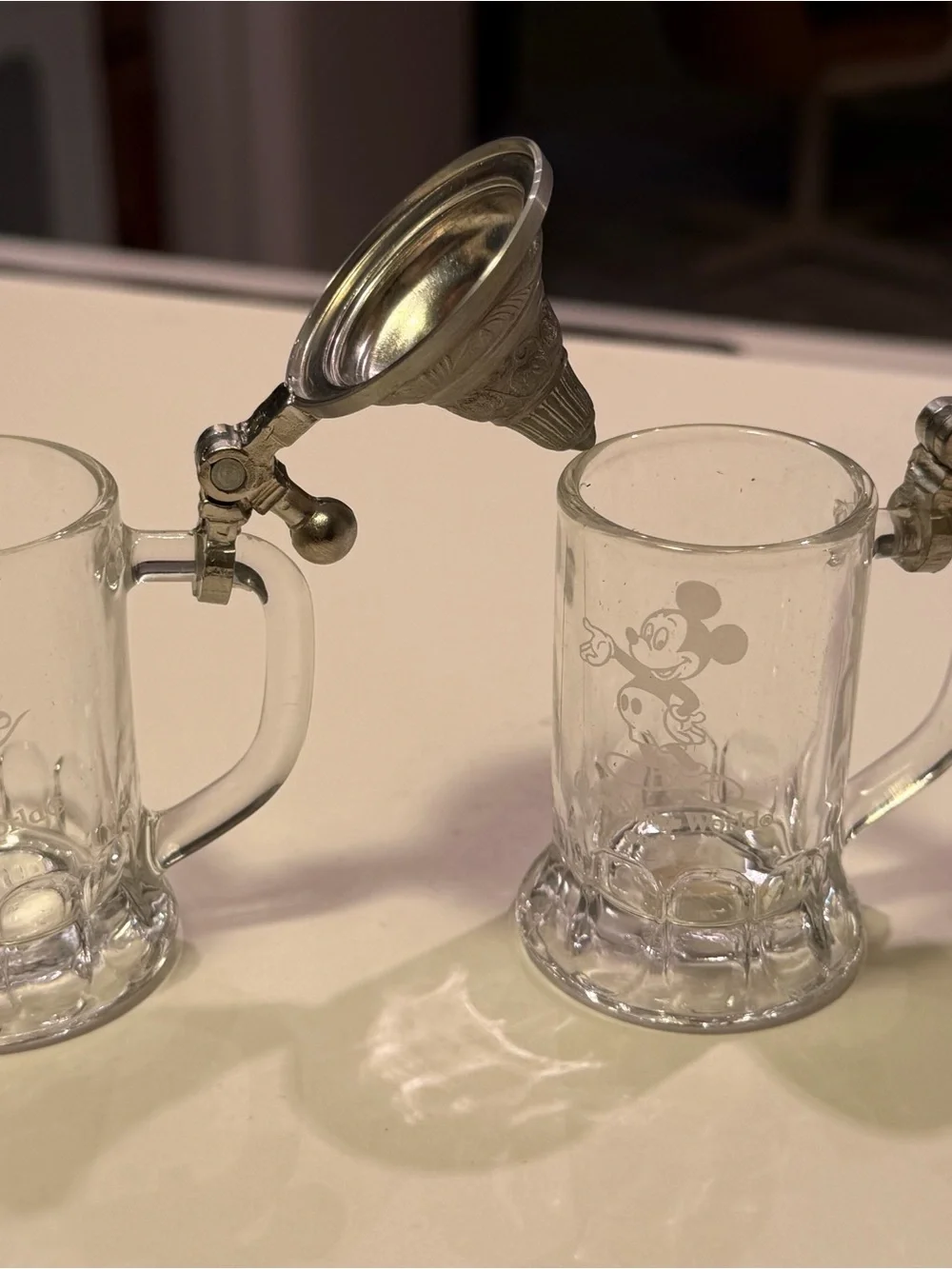 Glass Beer Stein with Metal Lid - Clear Glass